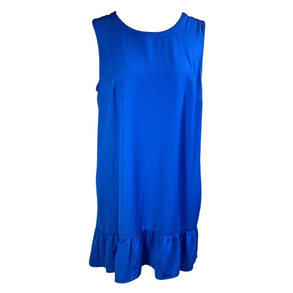 New Brannan Swing Dress Ruffle Hem Cobalt Blue Size L Large